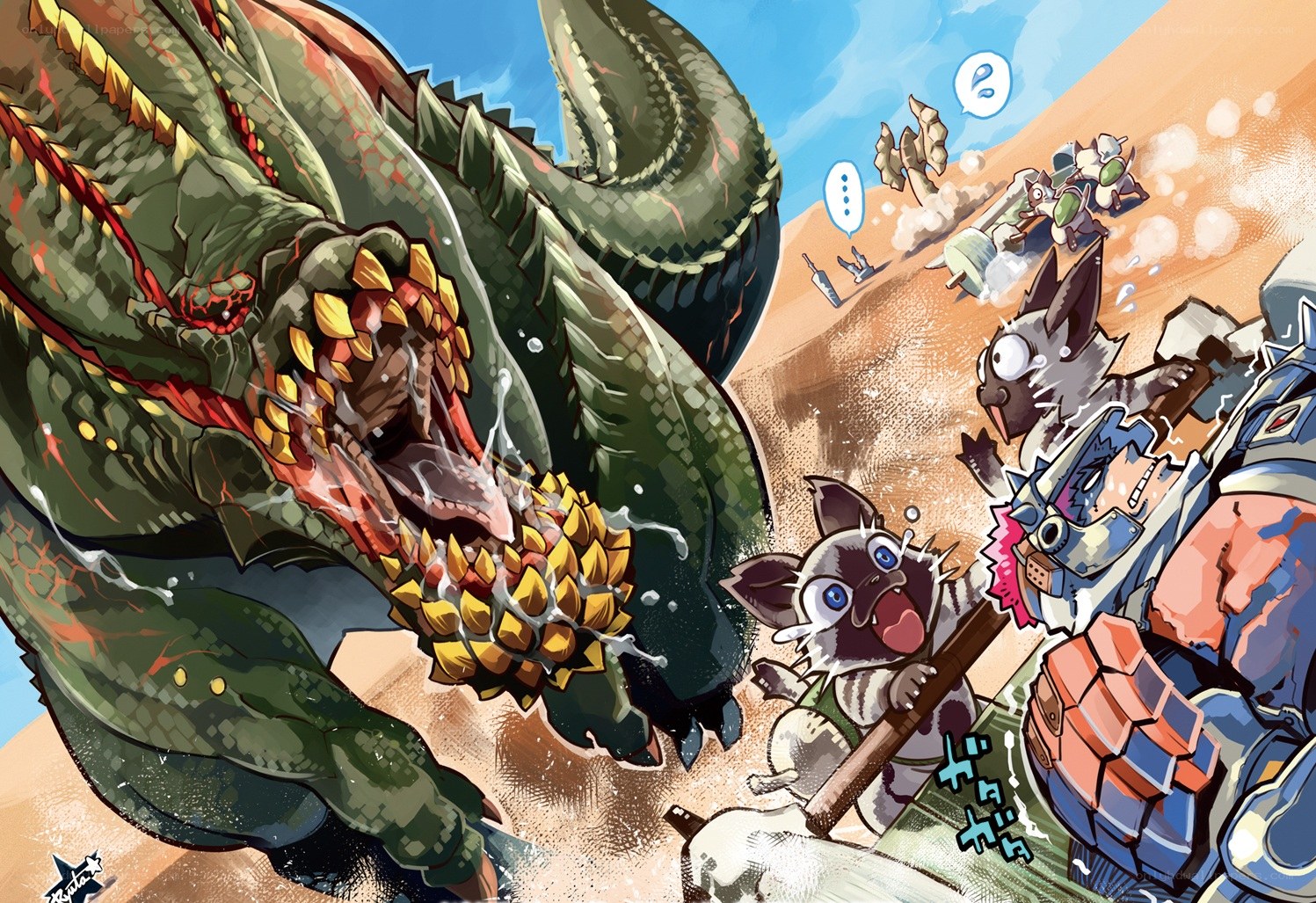 Monster Hunter battle scene