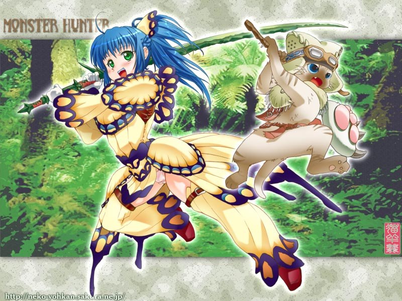 Monster Hunter characters in action