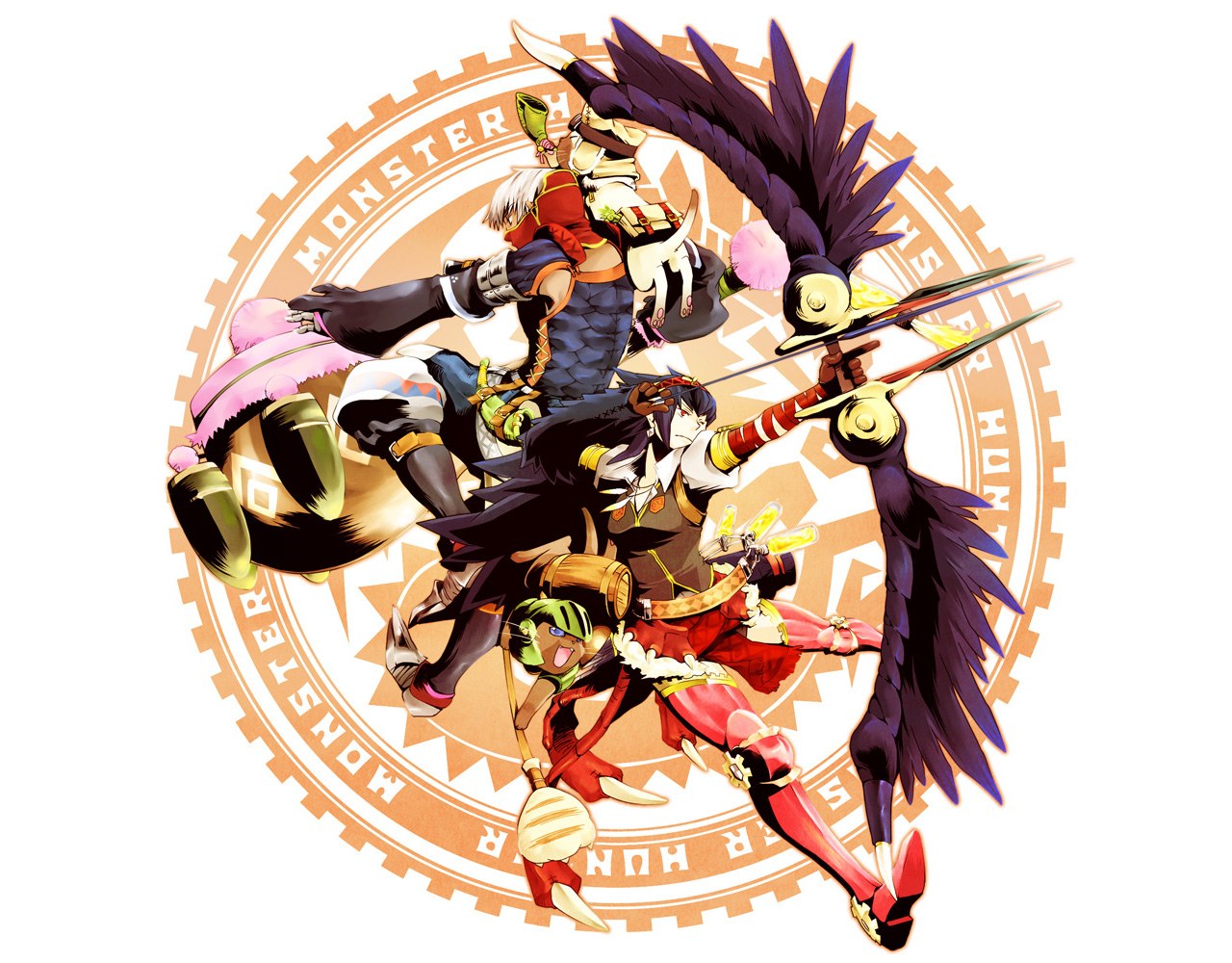 Monster Hunter characters in action