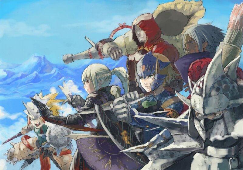 Monster Hunter characters in action