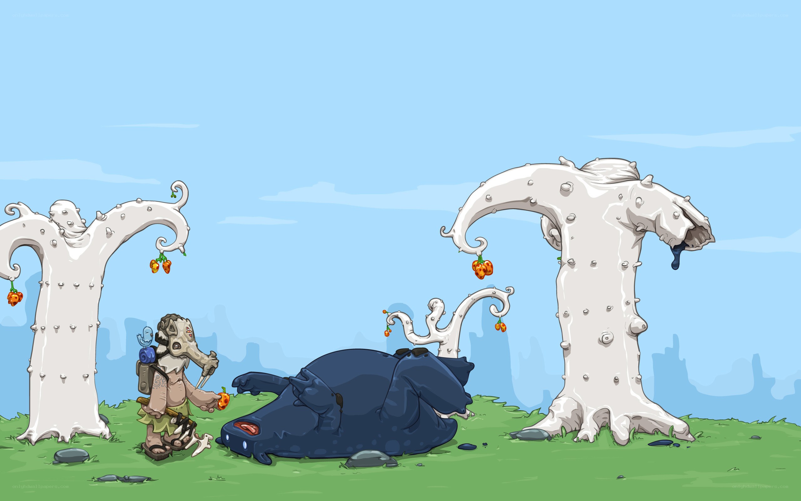 Monster hunter with fallen beast