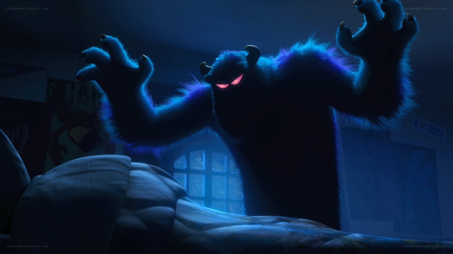 monster in a dark room