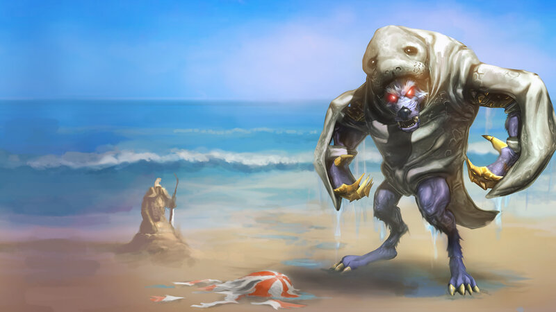 Monster on Beach — Blue