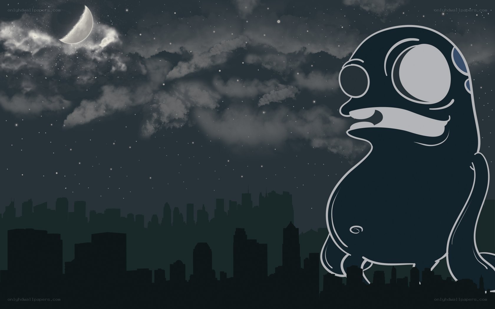 monster over city at night