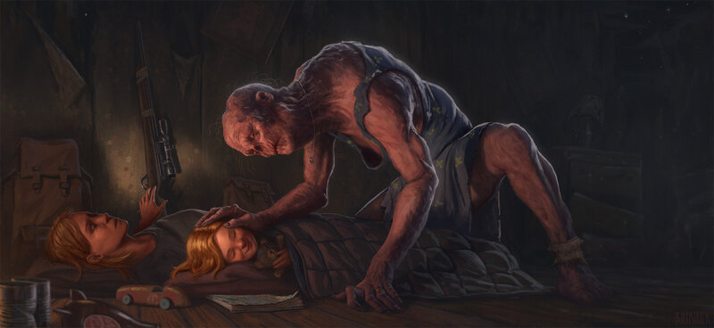 Monster over Sleeping Children — Brown
