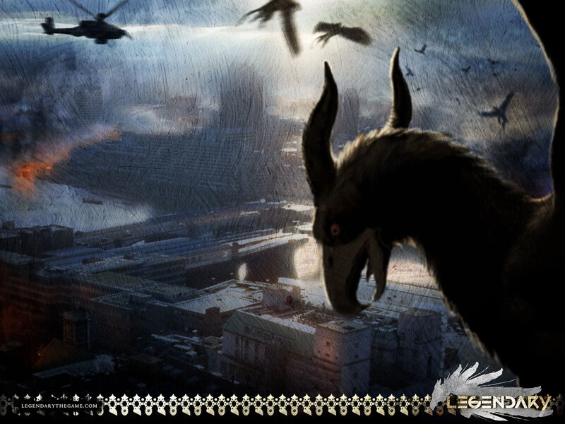 monster overlooking a war-torn city