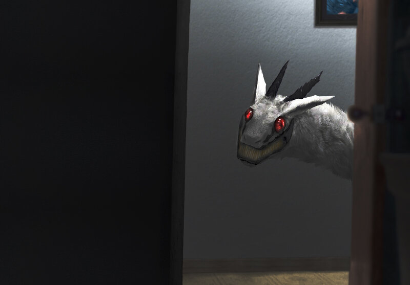 monster peeking from doorway