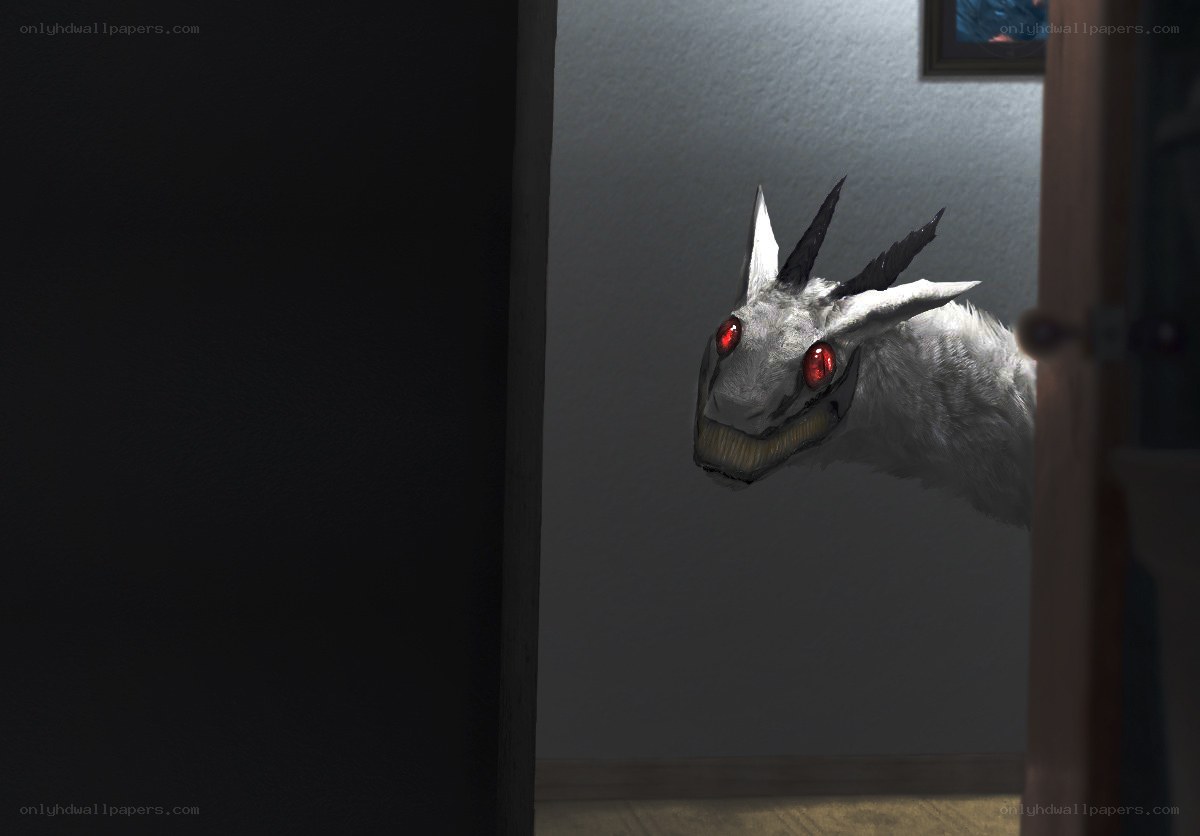 monster peeking from doorway