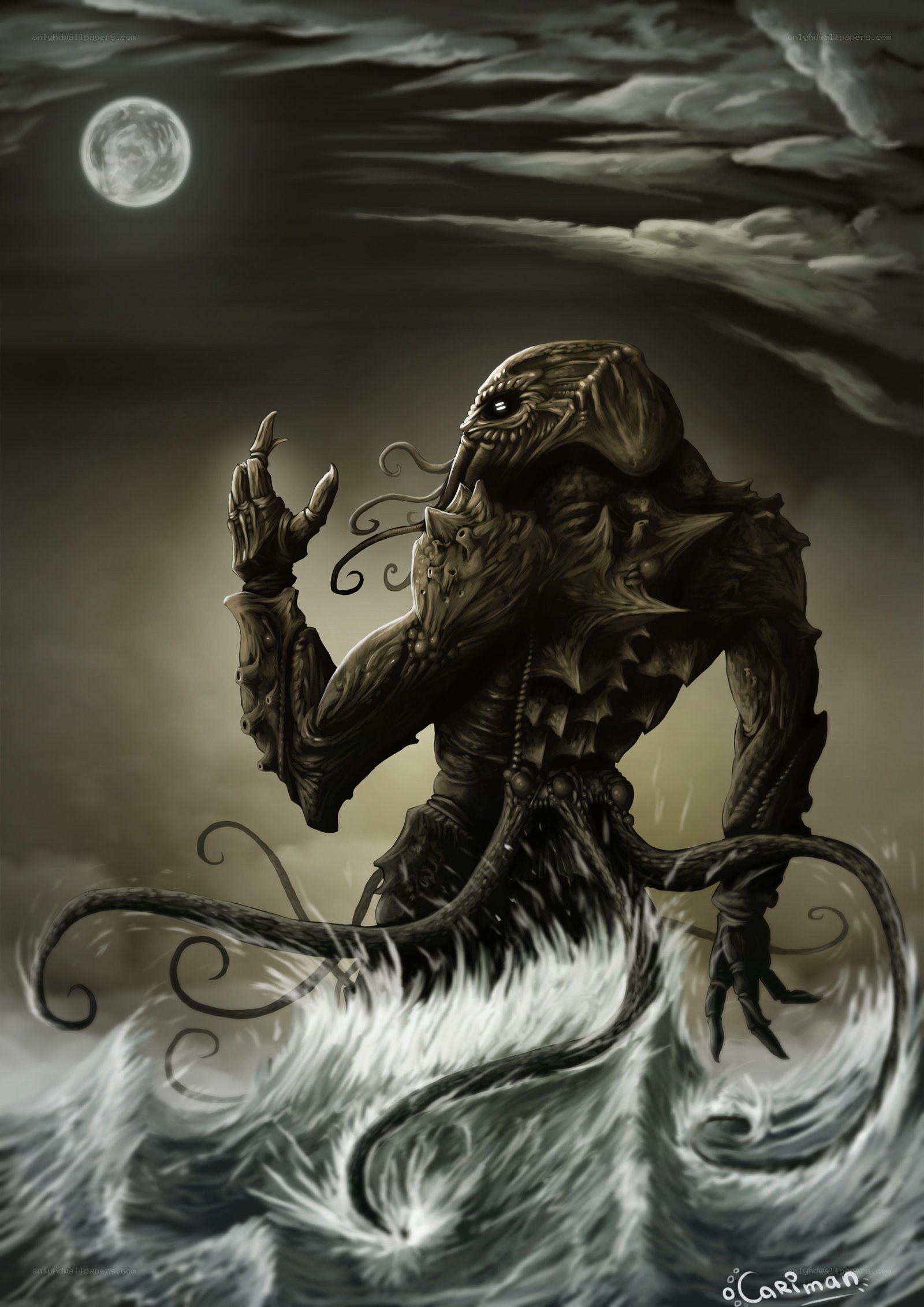 monster rising from the sea