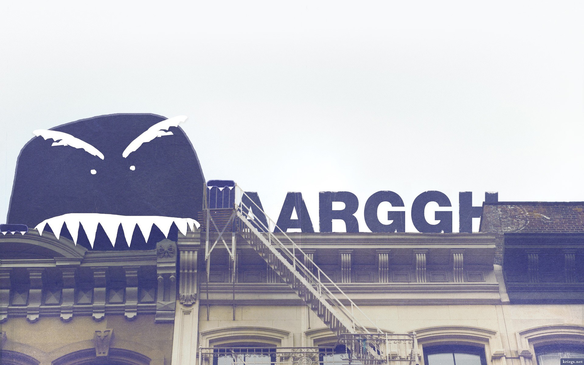 Monster sign on building