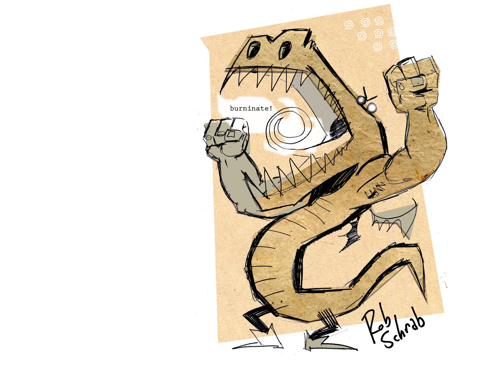 Monster sketch with burninate text