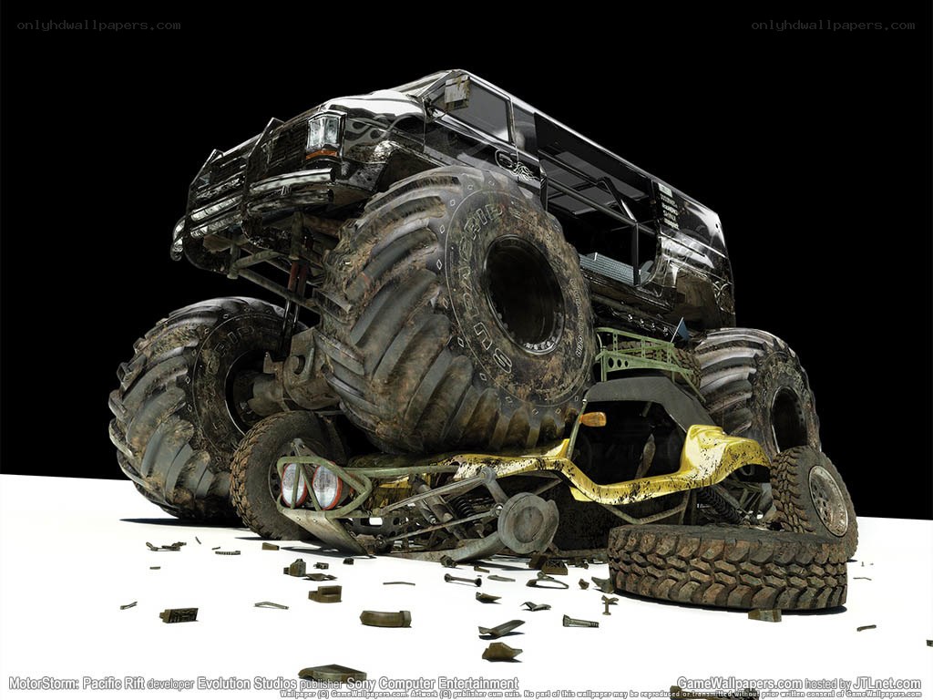 Monster truck crash scene