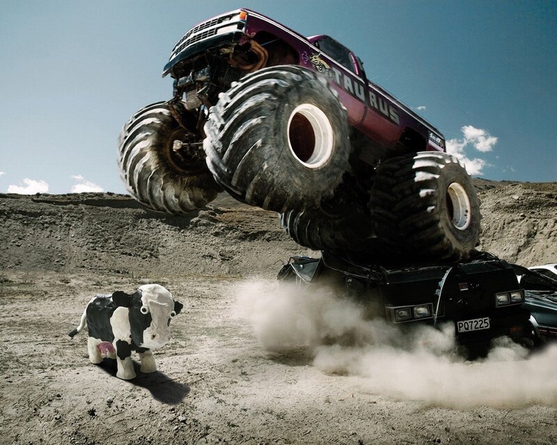 Monster Truck Crushing Car — Purple