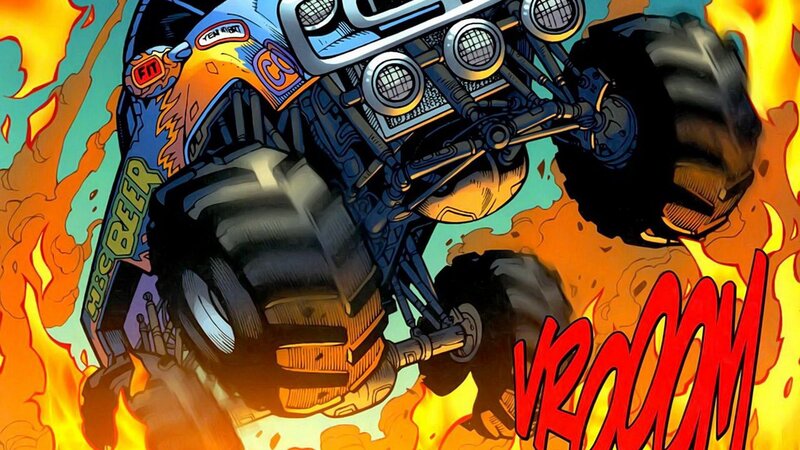 monster truck in flames