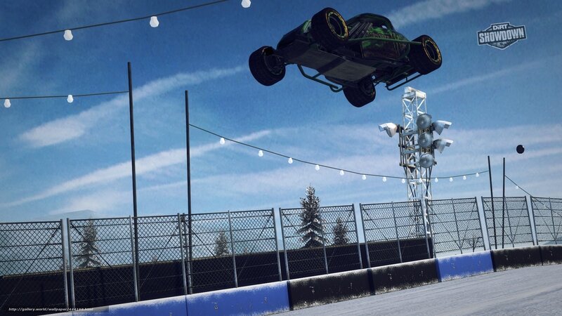 Monster truck in mid-air jump