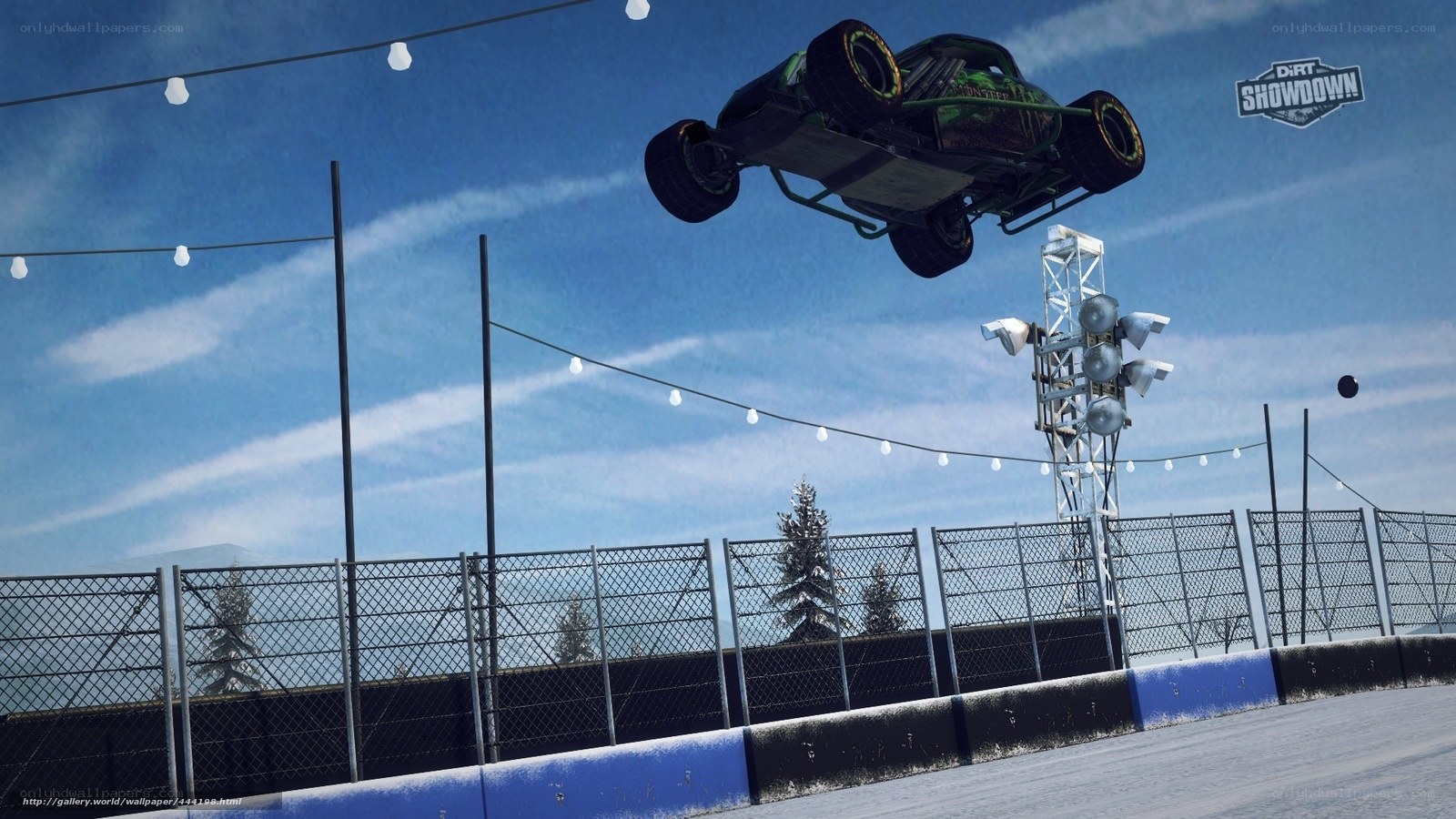 Monster truck in mid-air jump