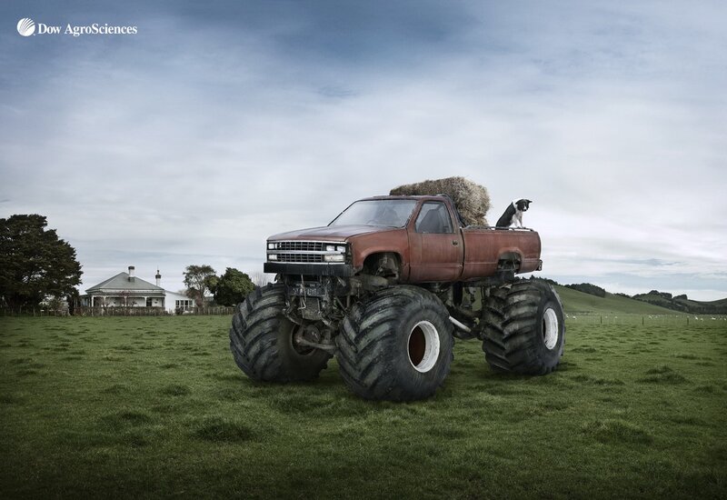 Monster truck on a farm