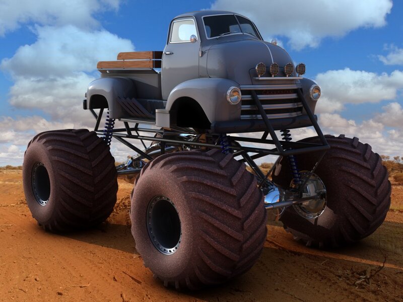 Monster Truck on Dirt — Brown