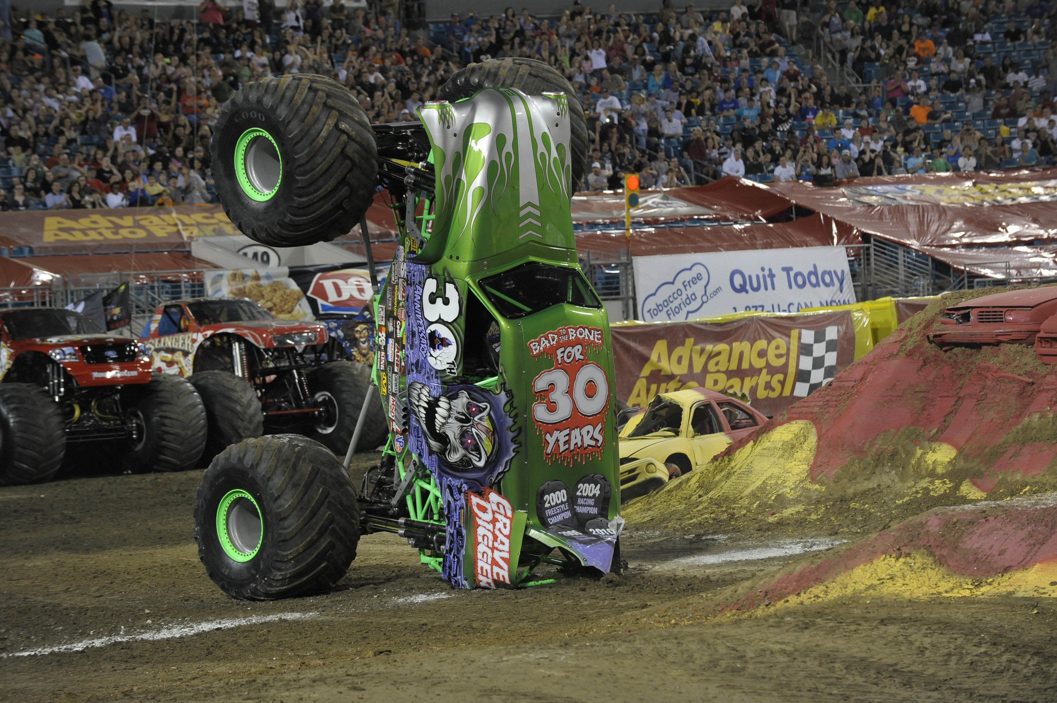Monster truck performing stunt