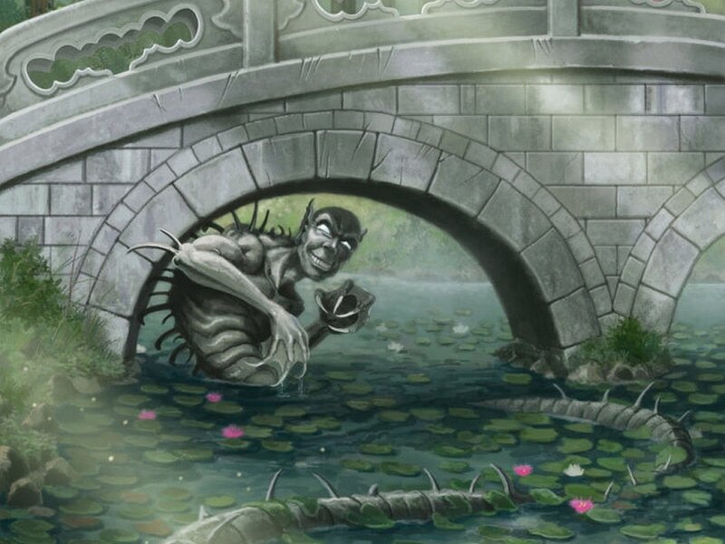 Monster under a stone bridge
