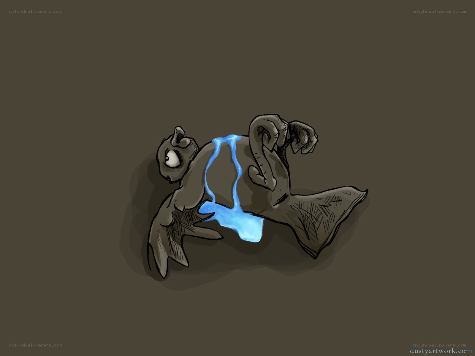 monster with glowing blue liquid