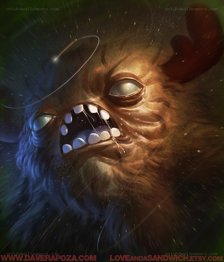 monster with glowing eyes