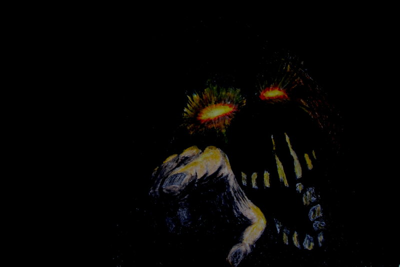 Monster with Glowing Eyes — Black, Dark