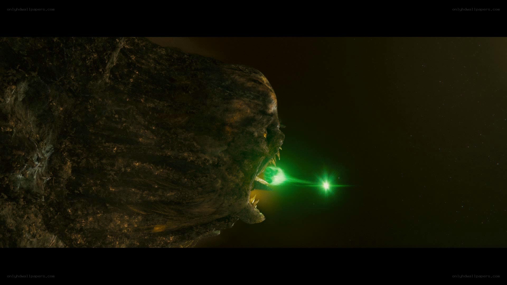 monster with green laser beam