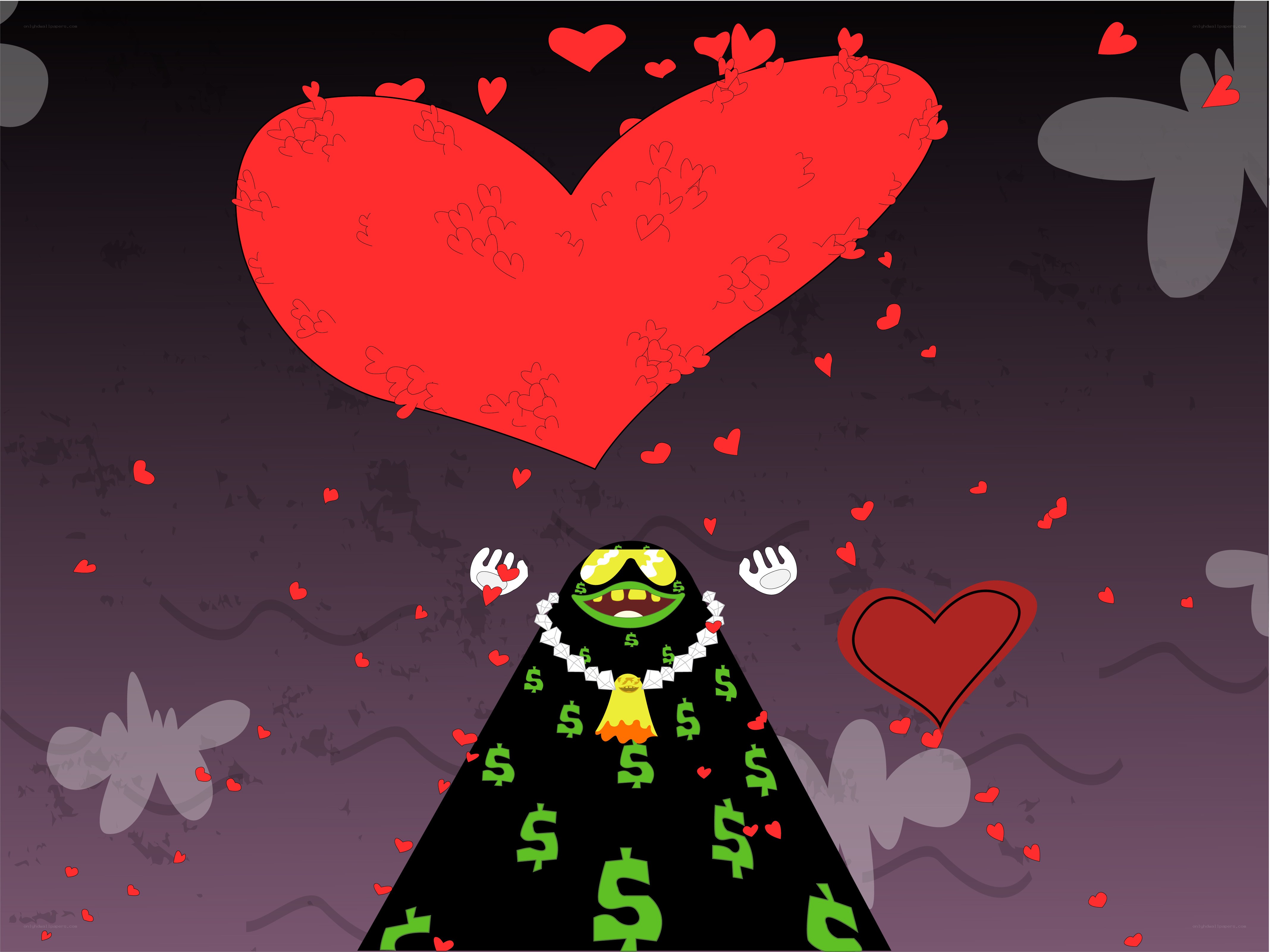 monster with heart and money
