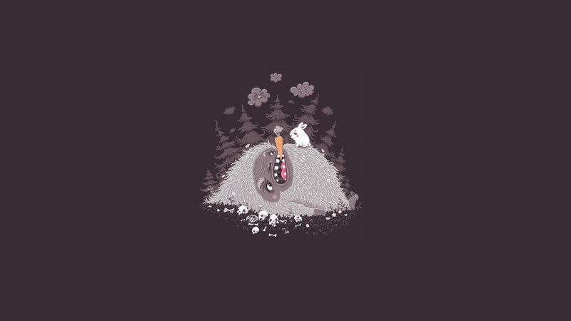 Monster with rabbit in forest