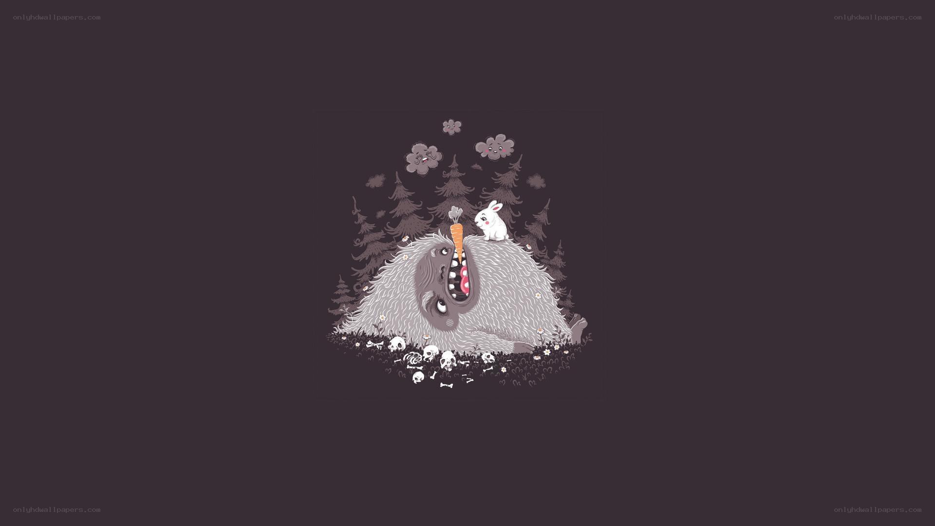 Monster with rabbit in forest