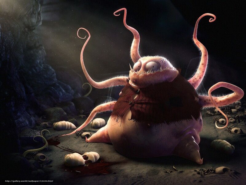 monster with tentacles in cave