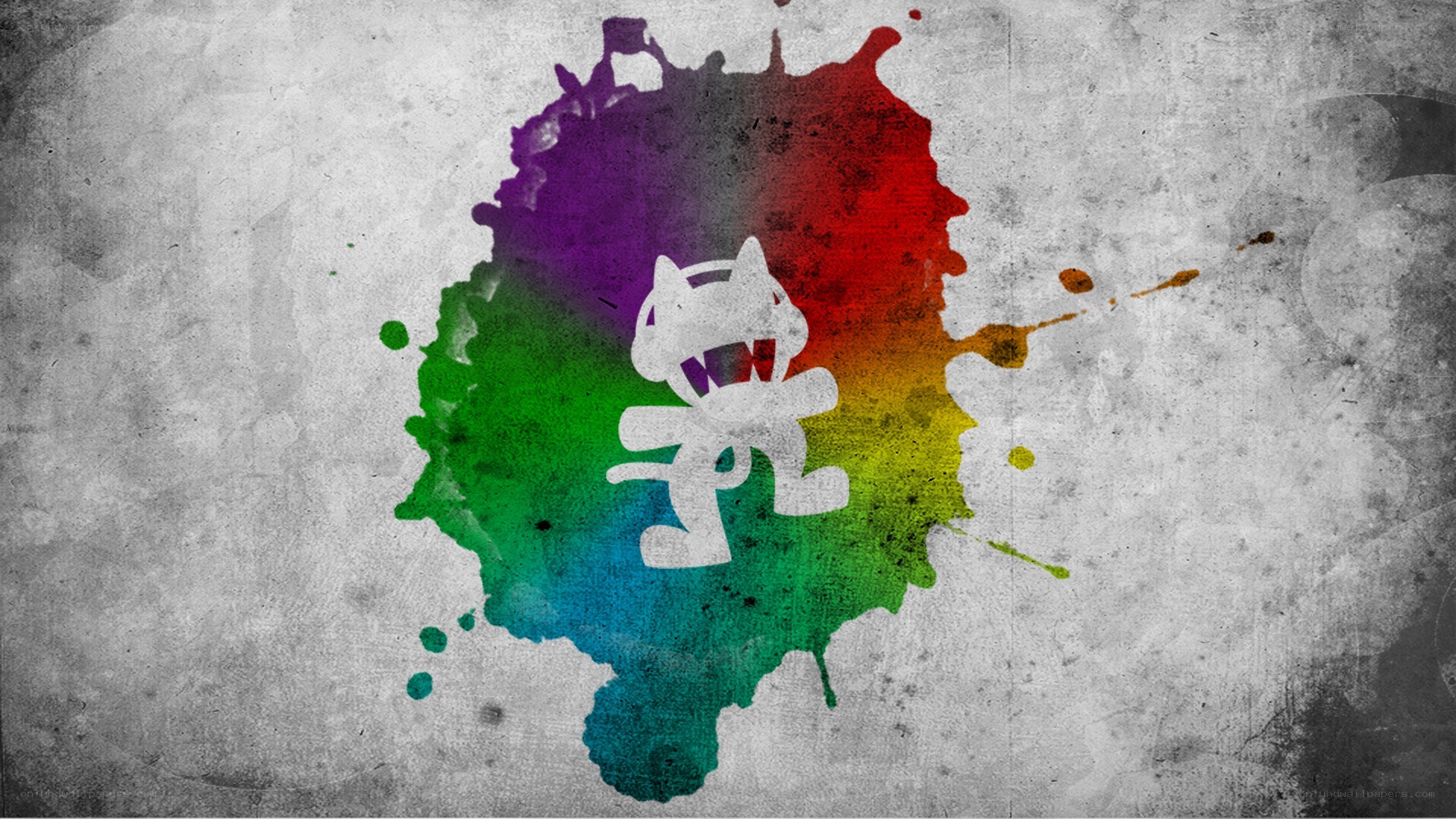 Monstercat logo on colorful splatter