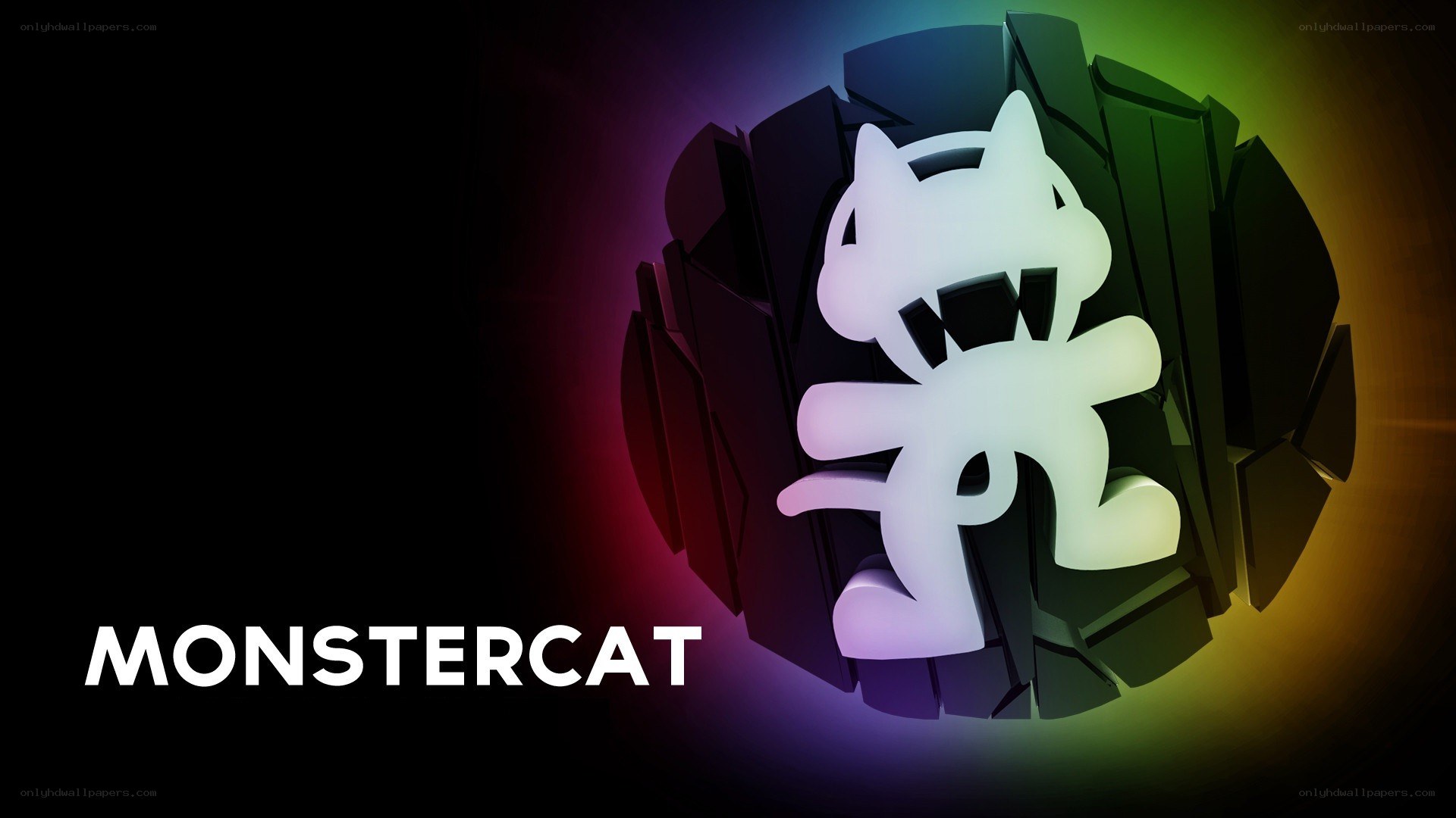 Monstercat logo with colorful background