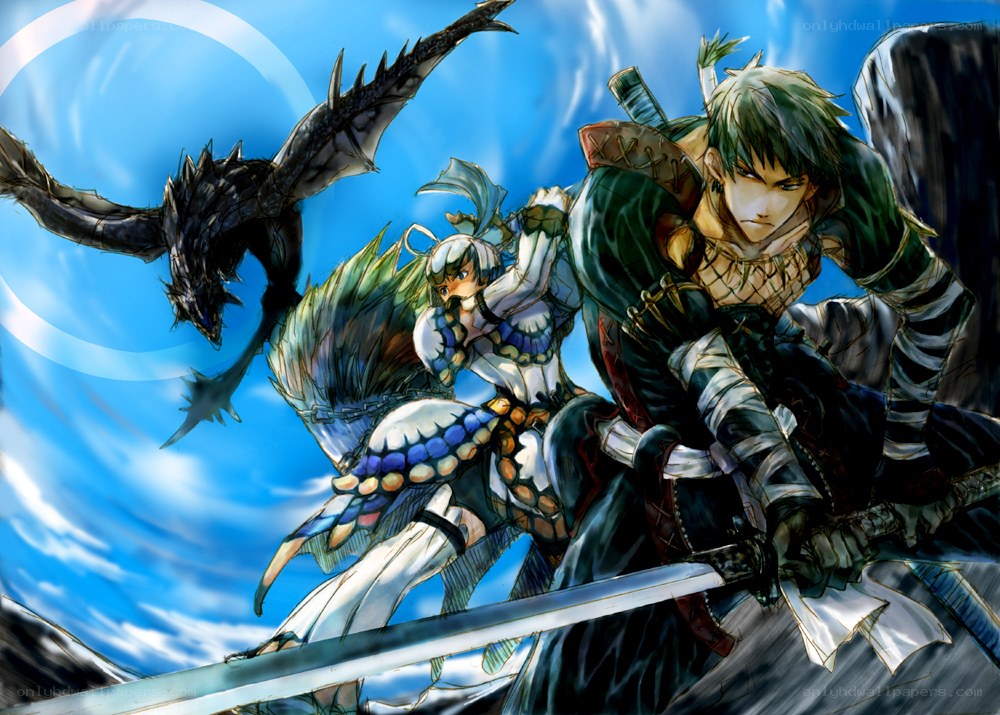 Monsters and warriors in battle