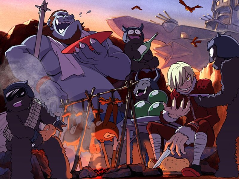 Monsters around a campfire
