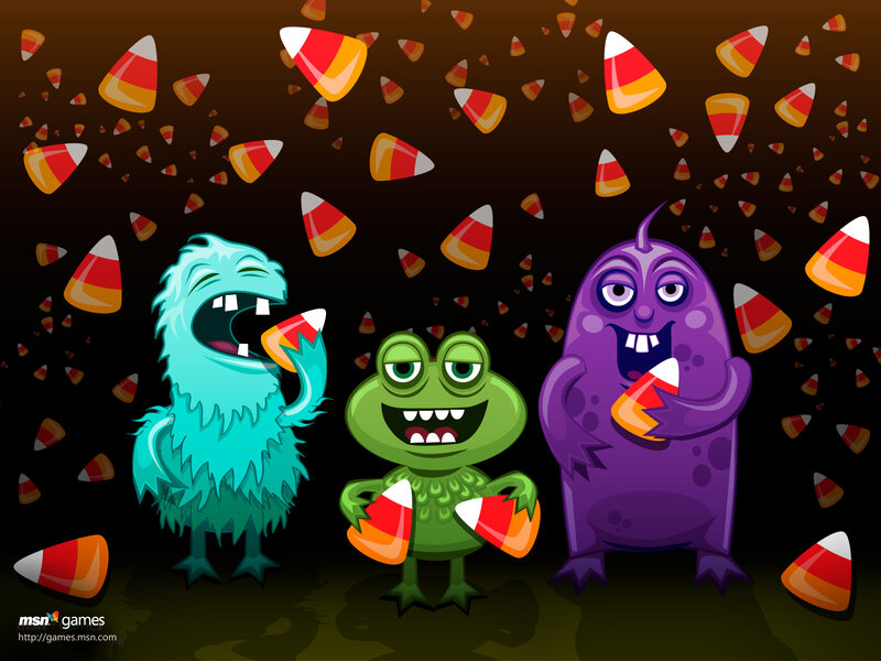 monsters eating candy corn