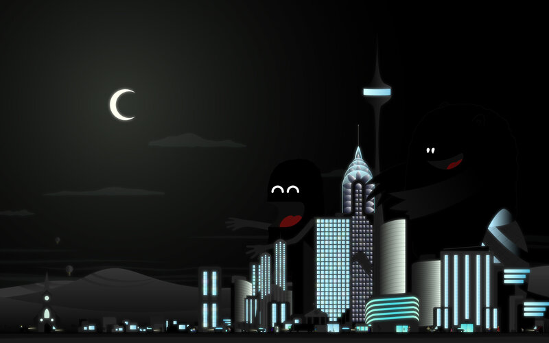 Monsters in the city at night