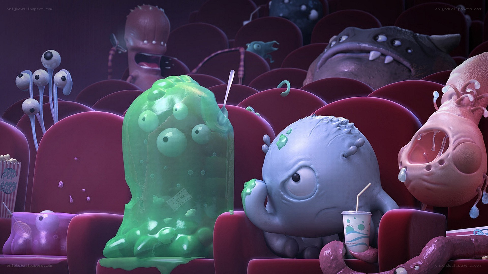 Monsters watching a movie