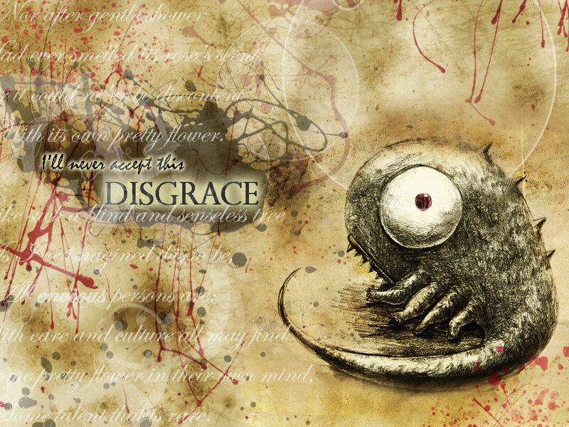 monstrous creature with text