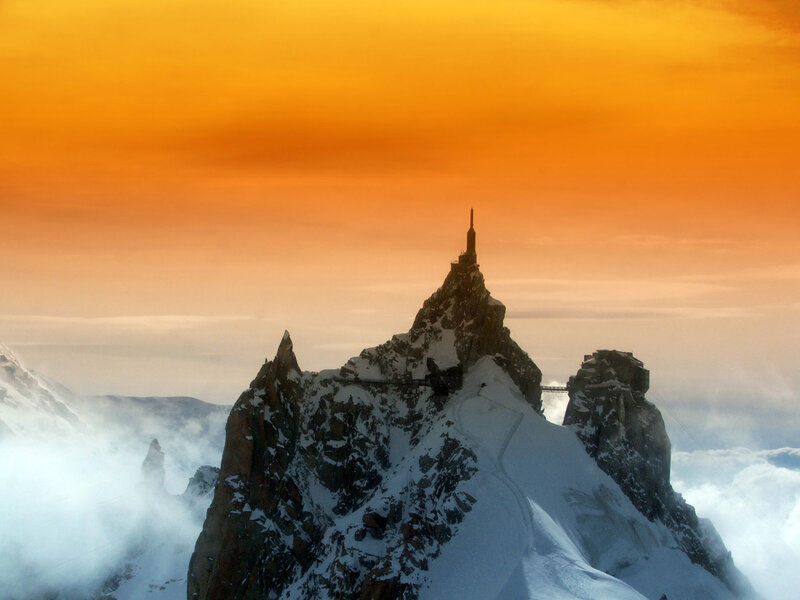 Mont Blanc summit at sunset