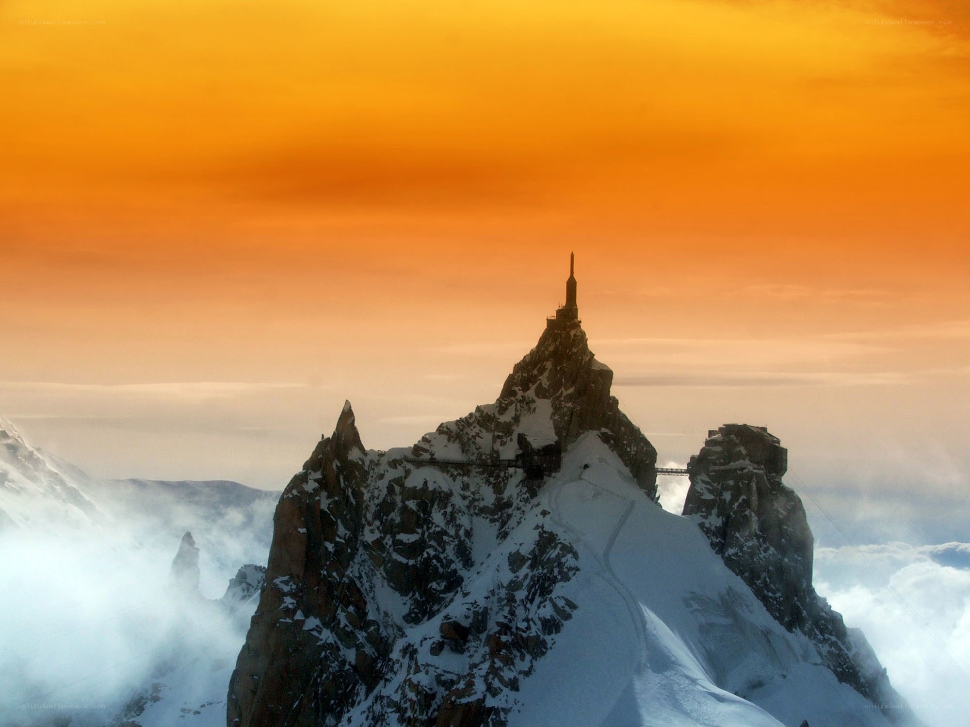 Mont Blanc summit at sunset
