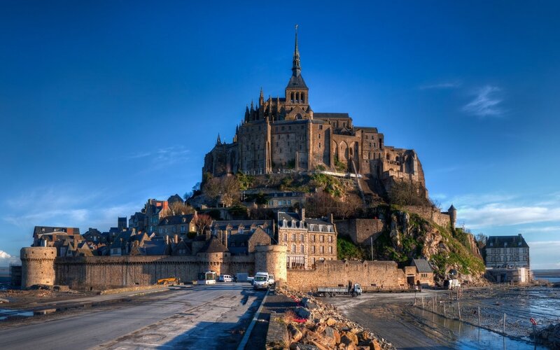 Mont Saint-Michel Abbey — Blue, Dramatic, Afternoon, Photograph