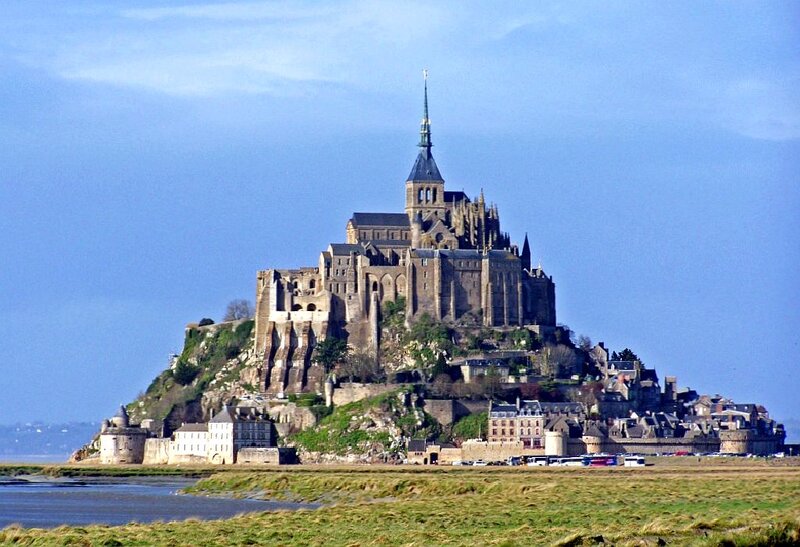 Mont Saint-Michel Abbey — Blue, Serene, Afternoon, Photograph, Castle