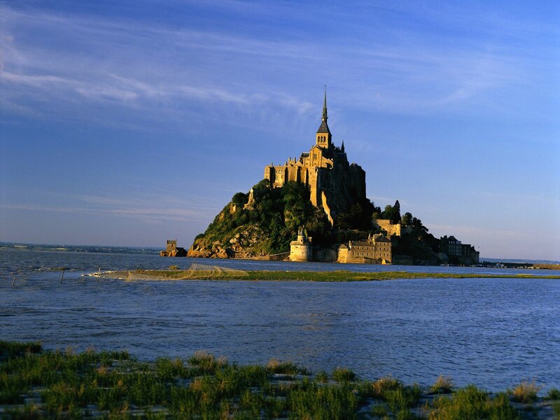 Mont Saint-Michel Abbey — Blue, Serene, Afternoon, Photograph, Island, Church