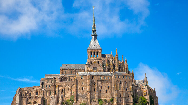 Mont Saint-Michel Abbey — Blue, Serene, Afternoon, Photograph, Sky