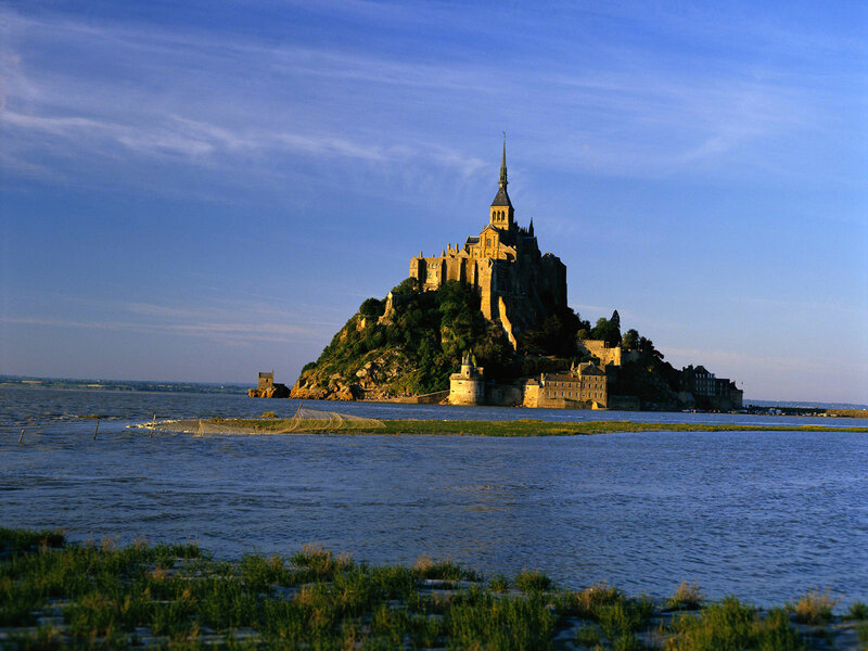 Mont Saint-Michel Abbey — Blue, Serene, Afternoon