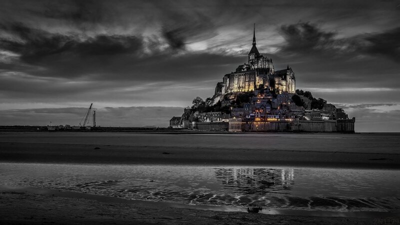 Mont Saint-Michel at Dusk — Black