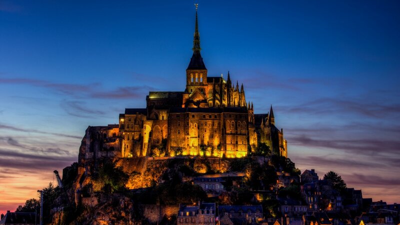 Mont Saint-Michel at Dusk — Blue, Dramatic