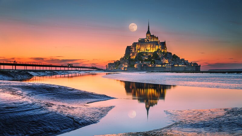 Mont Saint-Michel at Dusk — Orange